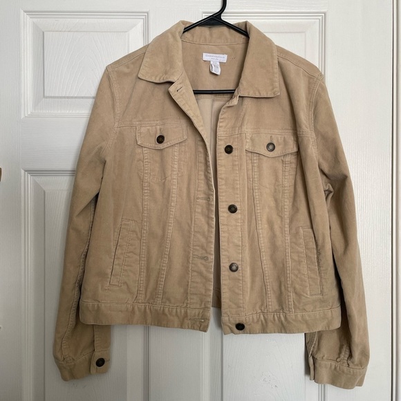 Charter Club Jackets & Blazers - Charter Club Women’s Petite Medium Tan Button-Up Corduroy Jacket